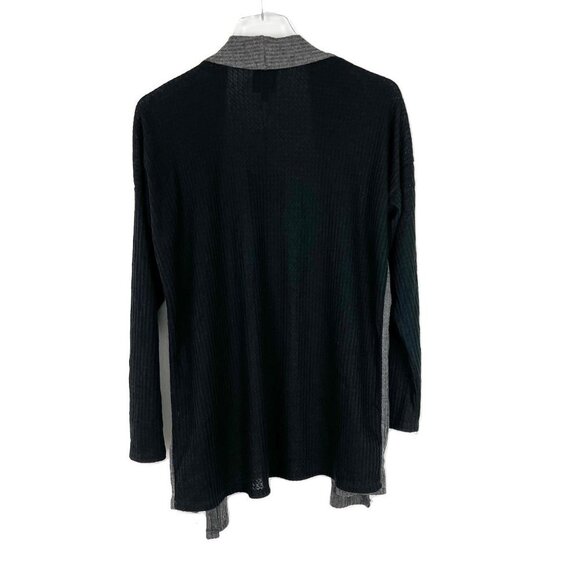 NWT Bobeau Open Front Colorblock Waffle Knit Cardigan Charcoal Black Size Small - Picture 7 of 9